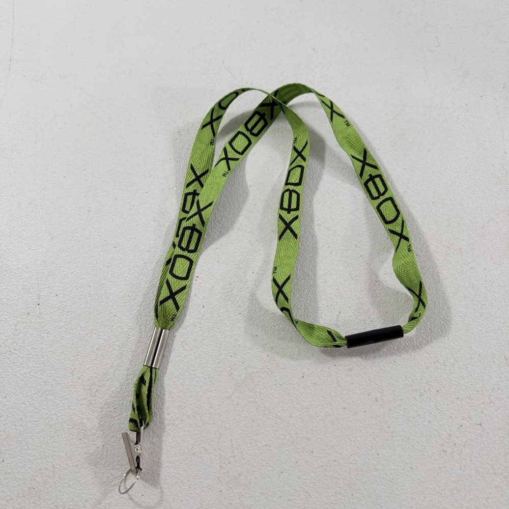 Original Microsoft Xbox Green Black Promo Promotional Lanyard ID Holder Clip